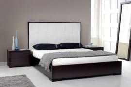 simple bedroom interior woodfurnishing dark brown white compination_219
